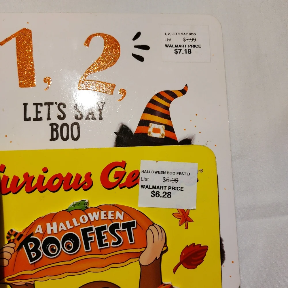 Bundle of 2 Toddler Board Books Curious George and 1 2 3 Boo NWT Fall Halloween